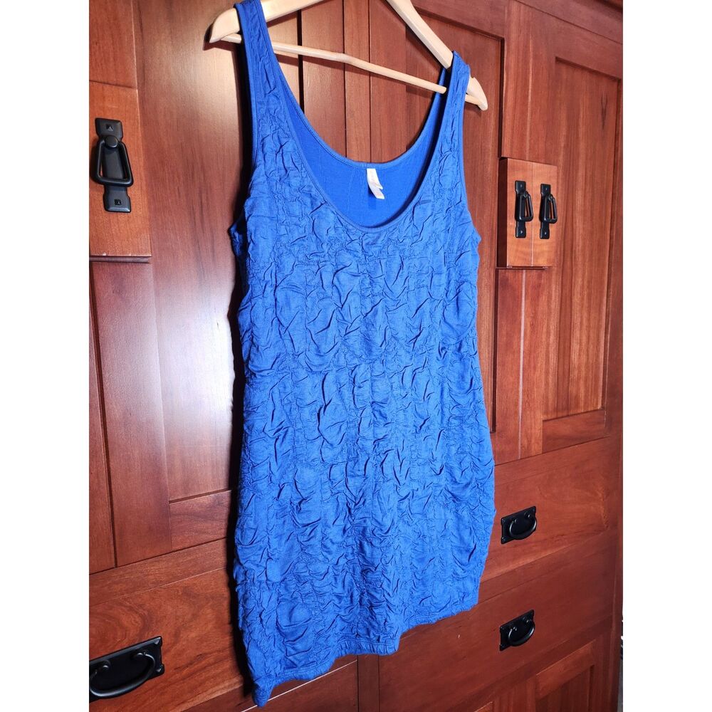 xhilaration Vibrant Blue Puckered Textured Fabric Tank Mini Dress Size XXL - Picture 3 of 6